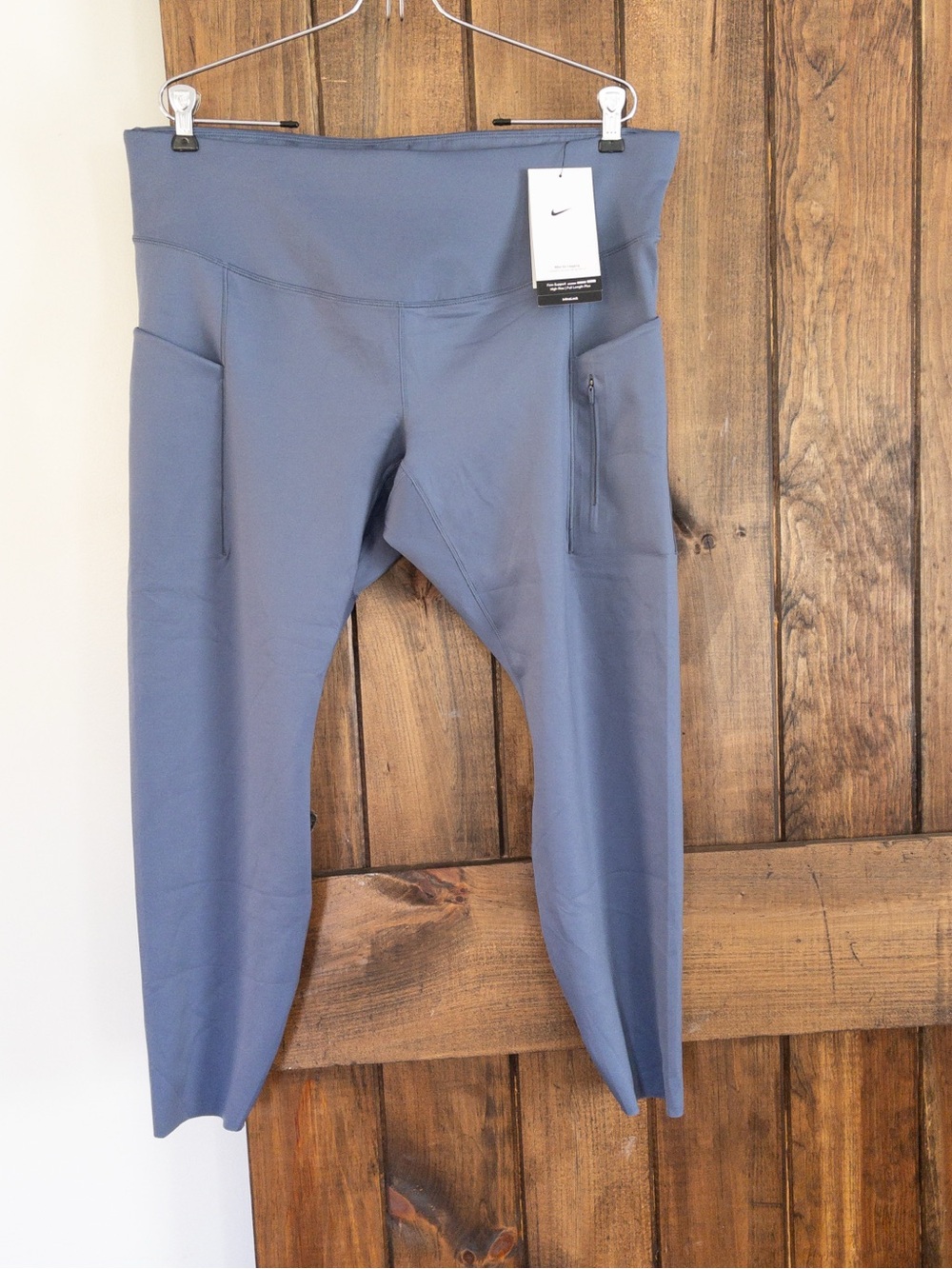 Nike Dri-Fit Nike Go Slate Blue Side Pocket Workout Leggings Pants 1X New